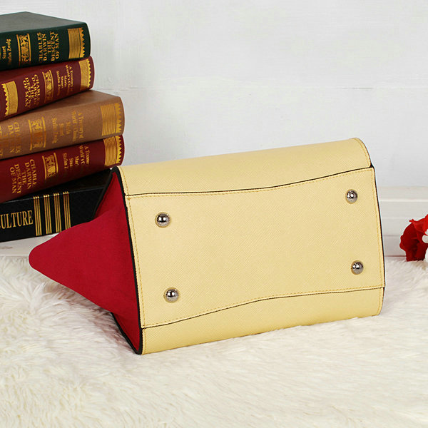 2014 Prada glace leather nubuck tote bag BN2618 yellow&rose - Click Image to Close